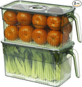 Loobuu 2Pack Stackable Food Storage Produce Saver Containers for Refrigerator, Berry Keeper Boxes for Fridge with Removable Drain Tray Keep Fresh for Vegetables/Fruit/Meat/Salad- 10.23'' x5.4'' x5.2''