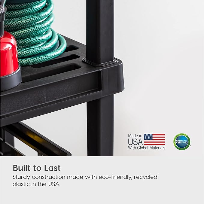 IRIS USA 5-Shelf Extra Heavy Duty Deep Plastic Storage Shelves, 1000lb Capacity, 75" H x 36" W x 24" D, Large Modular Shelving Unit Storage Organizer for Garage, Home, Warehouse & Gym, Rack - Black