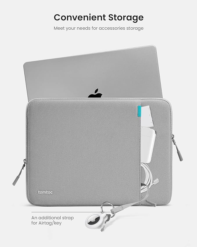 tomtoc 360° Protective Laptop Sleeve for 14-inch MacBook Pro M5/M4/M3/M2/M1 Pro/Max A3434 A3112 A3401 A3185 A2992 A2918 2025-2021, Water-Resistant Case Bag with Accessory Pocket for 13.8Surface Laptop