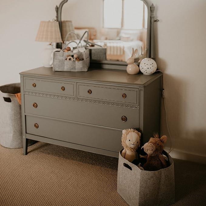 Parker Baby Felt Foldable Storage Cube - 11 Inch Nursery Cubby Bin for Cube Organizer, Closet Organizers and Storage Toy Bin, Rope Baskets Bins for Toy’s Storage - Oatmeal