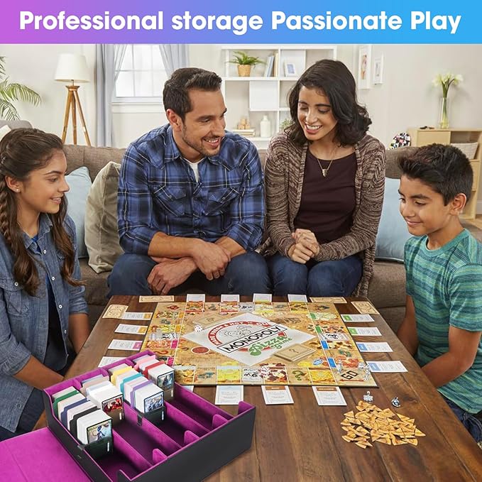 3000+Trading Card Storage Box, PU Leather Organizer Case With 24 Dividers, Magnetic Closure, 4 Supporters, For Game Sports Card,Purple