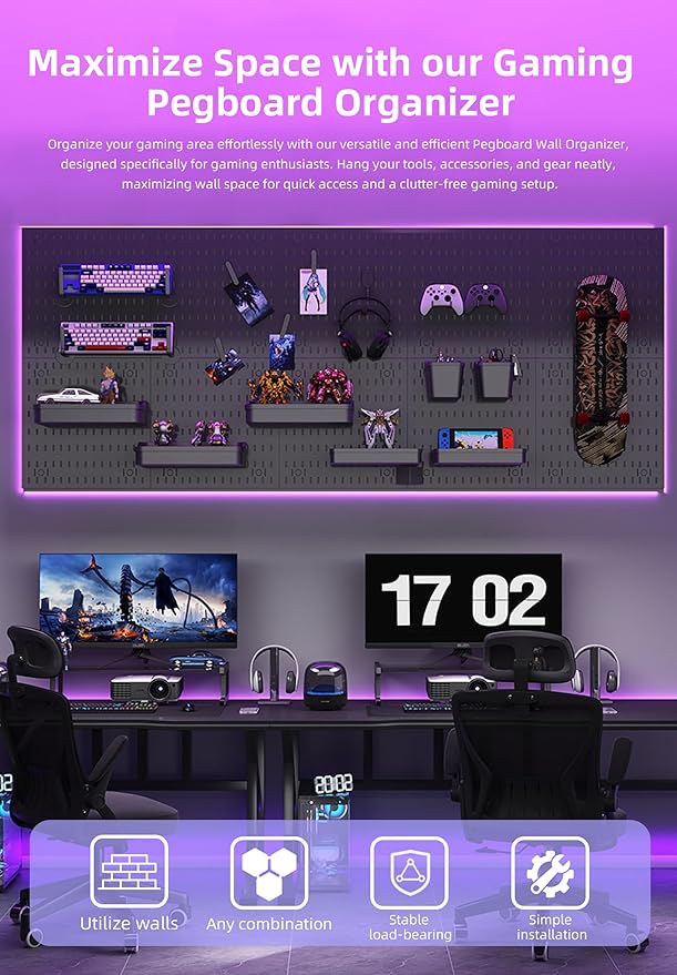 Revamp Your Space With A Versatile Pegboard Kit - Effortlessly Organize Home, Office, And Gaming Setup With Customizable Hanging Solutions (White)