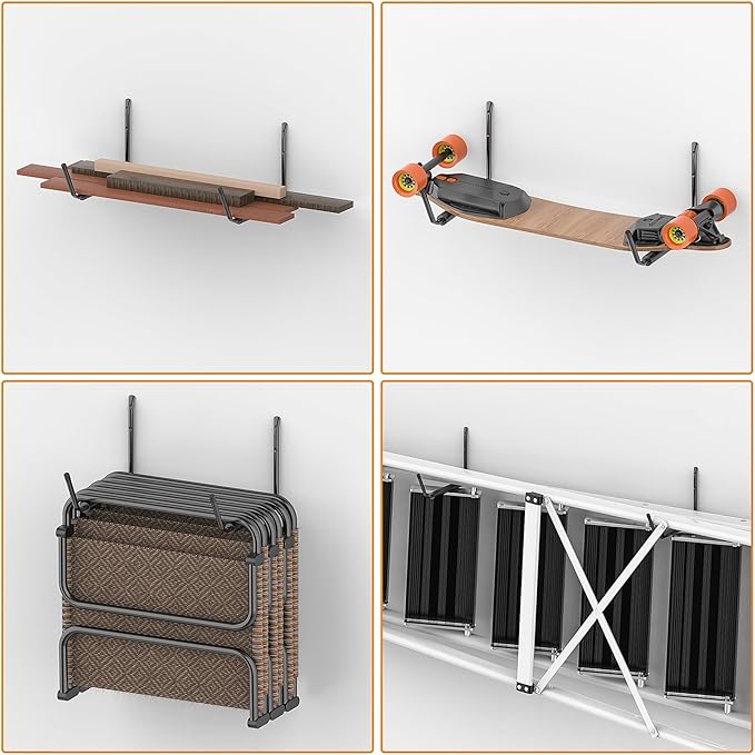 TORACK Kayak Storage Rack, Kayak Wall Mount for Garage Indoor/Outdoor Lightweight Kayaks Holders for Surfboards, Skis, Snowboards, Paddle Boards Holds Up to 50 lbs(Pack of 6)