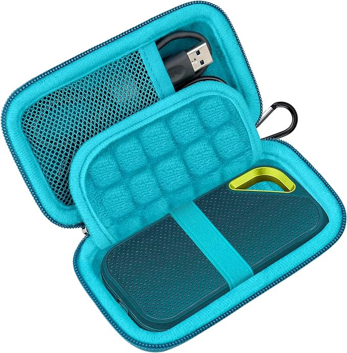 Lacdo Hard Carrying Case for SanDisk Extreme Pro/SanDisk Extreme Portable External SSD 500GB 1TB 2TB 4TB 8TB USB-C Solid State Drive Shockproof Water Repellent Protective Storage Travel Bag, Monterey
