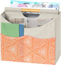 EZDeco Magazine Holder,Boho Foldable Magazine Rack Storage Basket with Bamboo Handles,Holds Multiple Magazines with 3 Pockets,Magazine Basket for Home Office Book,File, Newspaper