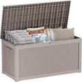 320 Gallon Large Deck Box,Resin Outdoor Storage Box with Lockable for Patio Furniture, Pool Accessories, Garden Tools Waterproof Outside Storage Box, Grey Pattern