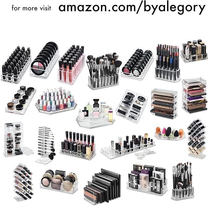 byAlegory Tiered Acrylic Eyeshadow Palette Makeup Organizer (Small Palettes, Compacts, Lipsticks, Lip Gloss, Eye Shadows, Cosmetics) | 3 Tier Cosmetic Storage (CLEAR)