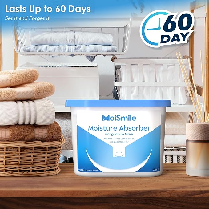 Moisture Absorbers 9 Pack, Fragrance-Free Closet Dehumidifier for Bathroom, Car ＆ Basement, 10.5 oz Refillable Humidity Absorber Boxes
