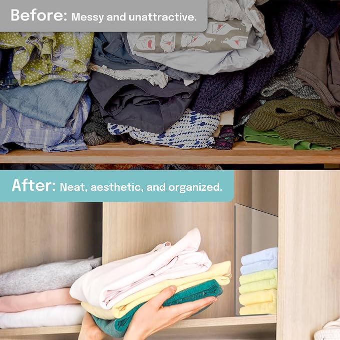 OKPOW Acrylic Shelf Dividers for Closet Organization: 4 Pack Durable Clear Shelves Separators for Clothing Adjustable 12" Tall x 10" Deep