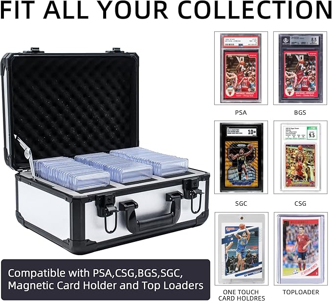Graded Card Storage Box; Durable Sports, PSA Card Storage Case- Trading Card Storage Box - PSA Slab Case For Top Loaders (SILVER, 14.17x11.2x7 inches)