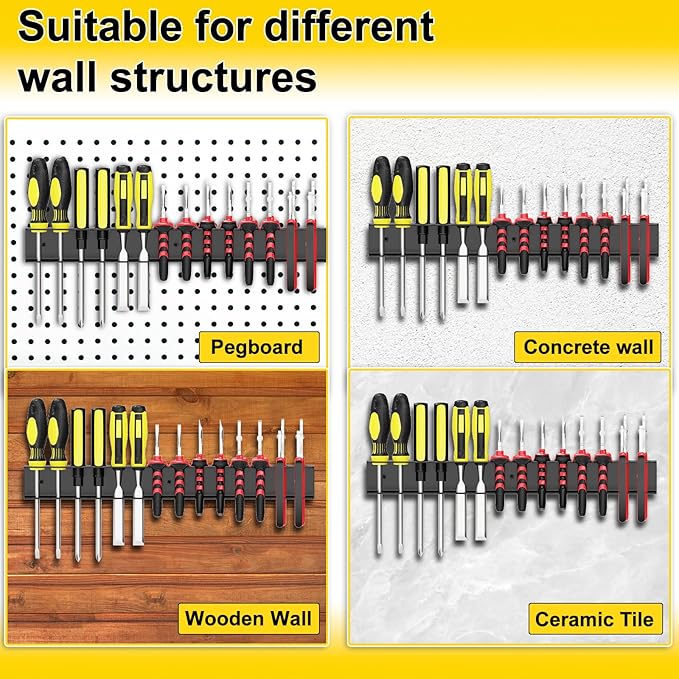 Screwdriver Plier Organizer Wall Mount,Screwdriver Rack,Metal Plier Holder Utility Tool Holder Organizers and Storage Rack for Garage Workshop Workbench Tool Chest Cart,1 PCS