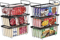 iSPECLE Freezer Storage Bins - 6 Pack Small Stackable Deep Freezer Organizer Bins for Most 7 Cu.FT Chest Freezer Sort Frozen Food, Freezer Basket with Handles Easy to Get Food from Bottom, Black