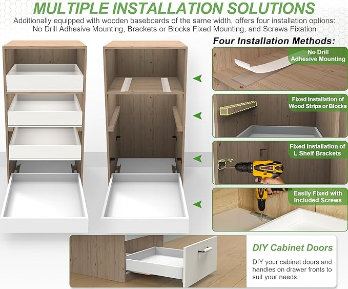 MyLifeUNIT Wooden Pull Out Drawers for Kitchen Cabinets, 14"W Fully Assembled Pull Out Cabinet Organizer Shelves, Soft Close Slide Out Drawer for Cabinet