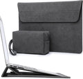 HYZUO 13 Inch Laptop Sleeve with Adjustable Stand for MacBook Air 13 M4 M3 M2 M1 2025-2018, MacBook Pro 13 M2 M1 2025-2016, Surface Pro, iPad Pro/Air 13 M4 M3 M2, XPS 13, with Pouch, Space Gray