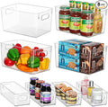 Clear Storage Bins 8 Pack for Fridge,4 Large Plastic Pantry Organizer Bins and 4 Small Stackable Storage Containers for Home Edit, Kitchen, Freezer, Bathroom, Under Bed, Vanity Drawers