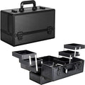 Ver Beauty Makeup Organizer, Cosmetic Travel Kit, Makeup Artist Supplies, 6-Tier Lockable Storage Box, Makeup Train Case, Aluminium Case, Lightweight & Portable Makeup Vanity (Black)