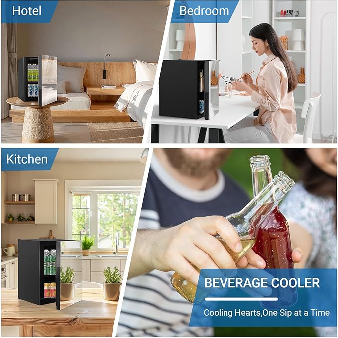 Mini Fridge with Mirror Door - Adjustable Shelves & Temp Control for Drinks, Skincare, Soda, Beer, Wine - Home, Office, Dorm (0.9 Cu.Ft)