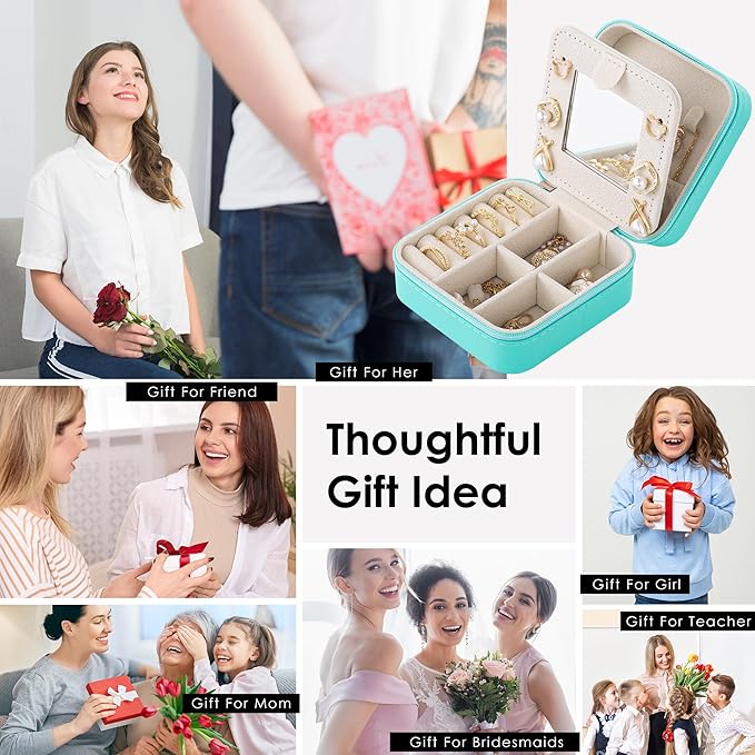Birthday Gifts For Women - Initial Jewelry Box, Travel Jewelry Case, Small Travel Organizer, Graduation & Bridesmaid Gifts