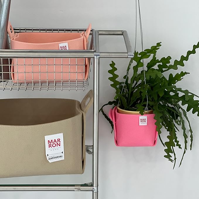 Collapsible Felt CHARCOL Storage Bin Large 14.6"x9.4"x9.4" – Foldable Basket with Handles for Closet, Laundry Room Organization, Toy Storage, Decorative Storage Bins for Shelves, Nursery