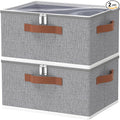 OUTBROS Clothes Storage Boxes with Lid, Large Foldable Bags, Wardrobe Organiser with Handle and Zipper, Used for storing blankets, pillows, 15.7 x 11.8 x 7.9 inch, 2-Pack