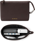 Comfyable Electronic Organizer Travel Case, Cord Storage Bag for Tech Accessories, Water-resistant Cable Organizer, Premium Leather Pouch for Charger, Phone, Cable, Mouse, Power Bank, Chocolate