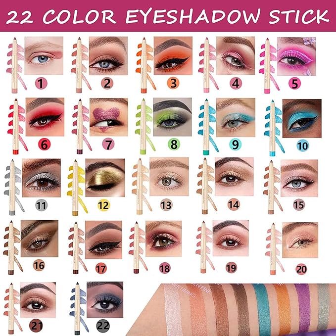 Matte Eyeshadow Stick - Smooth Cream Eyeshadow Pencil, Waterproof Long Lasting, High Pigment Hypoallergenic Highlighter Stick - Create Multi-Dimensional Eyes Look (06# Red)