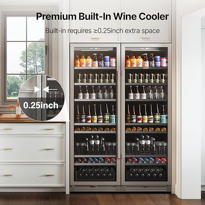 Ca'Lefort Beverage-Refrigerator 48 Inch, Tall Beverage Fridge Cellars Large Bar Drink Cabinet Built-in or Freestanding with Glass Door, Beer Cooler for Bottles and Cans Beer/Soda/Water/Wine