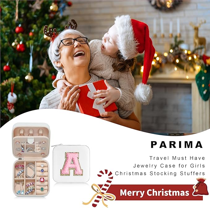 Parima Jewelry Box for Aunt Gifts from Niece Nephew, Birthday Gifts for Aunt Auntie - Unique Gifts for Aunt Auntie Travel Jewelry Case, Auntie Ever Gifts for Birthday Wedding - Letter F, White