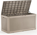 EasyUp 100 Gallon Deck Boxes Waterproof, Outdoor Large Storage Boxes with Lids, Outside Resin Storage Box & Deck Boxes for Patio, Garden Use(Gray)
