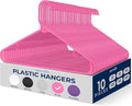 SereneLife Premium 10 Pack Plastic Hangers, Lightweight, Durable, Space Saving Clothes Organizers, Suitable for Shirts, Sweaters, Hoodies, Dresses, Kids Clothes, Good for Home Organization (Pink)