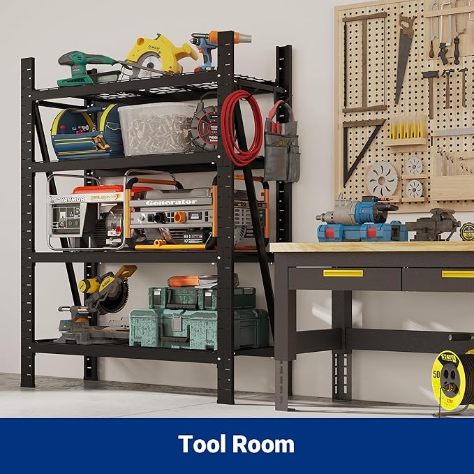 FLEXIMOUNTS 10000LBS 3 Pack Garage Shelving, 4-Tier Heavy Duty Shelving Unit, 23.6" D x 49.6" W x 71" H, Industrial Shelving, Adjustable Storage Shelves for Garage, Basement, Warehouse, Workshop
