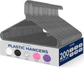 SereneLife 200 Pack Plastic Hangers, Non-Slip, Space-Saving Closet Organizers, Durable and Strong for Shirts, Sweaters, Hoodies, Kids Clothes & Dresses, Ultra-Thin, Lightweight