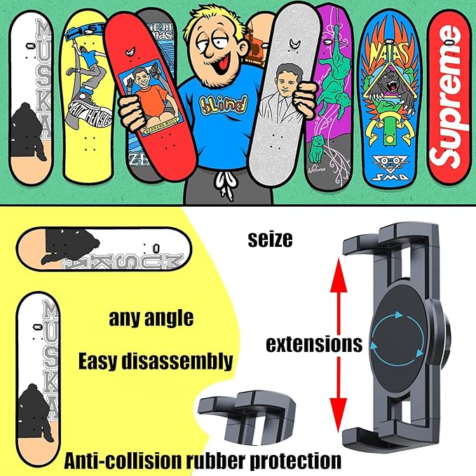2 Set Skate deck wall mount,360° rotatable skateboard wall mount,Floating Display Hanger Grab,suitable for any skateboarder. (2 set)