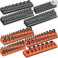 Magnetic Socket Organizer Holder Set – 8-Piece Tool Organizers Including 1/4", 3/8" and 1/2" Drive Socket Holder Metric & SAE 207 Pieces Socket Trays (Sockets are not Included)