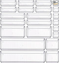 Criusia 22 Pcs Drawer Organizer Bins, Acrylic Non Slip Kitchen Drawer Organizers Storage Tray Divider, Multifunctional Storage for Cosmetics, Bathroom, Tools, Kitchen and Office