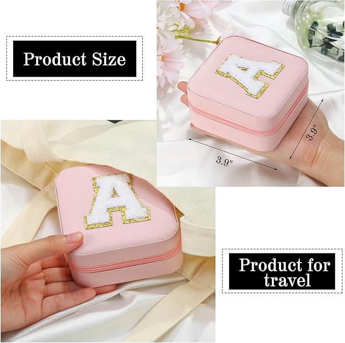 Parima Sister Gifts for Girls - Travel Jewelry Box for Sister, Jewelry Box Organizer for Sister Birthday Gifts | Christmas Gifts for Sister Big Sister Little Sister - Letter H, Pink
