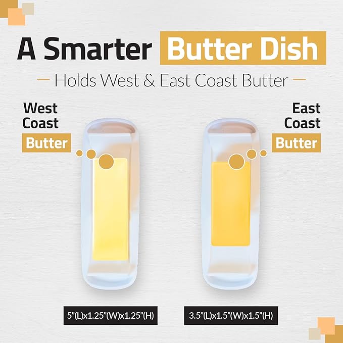 Butter Hub Butter Dish with Lid and Knife, Magnetic Butter Keeper, Easy Scoop, No Mess Lid, Plastic, Dishwasher Safe (Black)