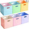 6 Pcs 11 Inch Colorful Felt Storage Cubes with Handle, Collapsible Fabric Storage Cubes Toy Bins Foldable Baskets for Nursery, Playroom, Kids Room, Toys, Books, Clothes(Macaron)