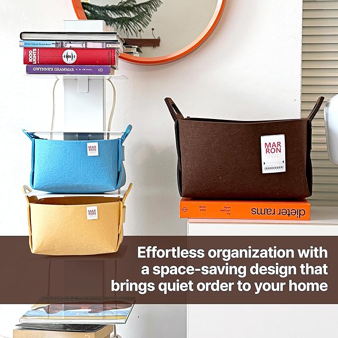 Collapsible Felt OLIVE Storage Bin Medium 11"x7.1"x7.1" – Foldable Basket with Handles for Closet, Toy Storage, Laundry Room Organization, Decorative Storage Bins for Shelves, Cube Storage