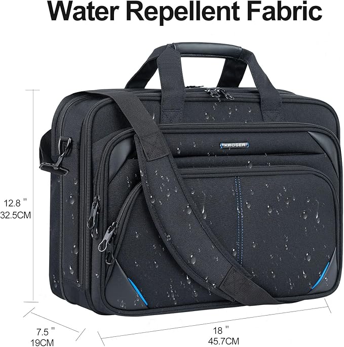 KROSER Laptop Bag 17.3 Inch Premium Laptop Briefcase, Expandable Laptop Shoulder Messenger Bag Durable Computer Case