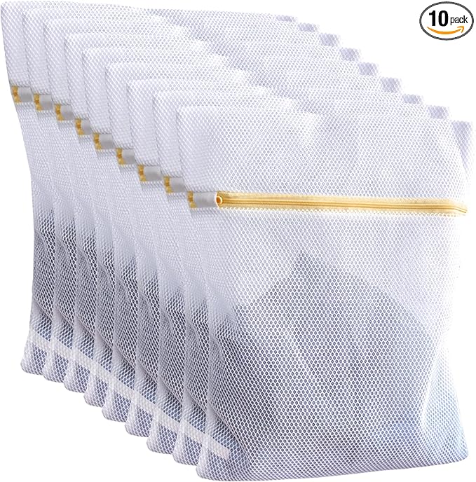 10 Pcs Laundry Bags Mesh Wash Bags, Premium Durable Double-Layer Honeycomb Mesh Laundry Bags for Delicates 12 x 16 Inches