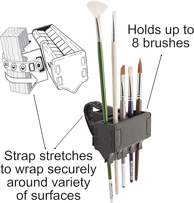Easy To Use Products Brush Grip Paintbrush Holder and Drying Rack/Caddy, Painting Supplies - Black - 2 Pack