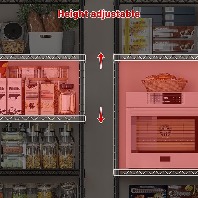 REIBII 45.8''W Steel Wire Shelving Unit, 5 Tier Adjustable Metal Storage Shelves for Kitchen Pantry Office Wire Rack Metal Shelving Unit for College Dorm School, 45.8" W x 71" H x 17.2" D 3PCS