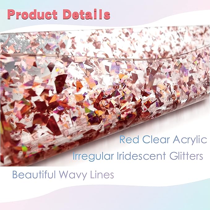 YMVV 15" Acrylic Nail Polish Organizer - Wall Mounted Shelf with Iridescent Glitters Sequin Inside - Great Display for Salons & Retailers (6 Pack)