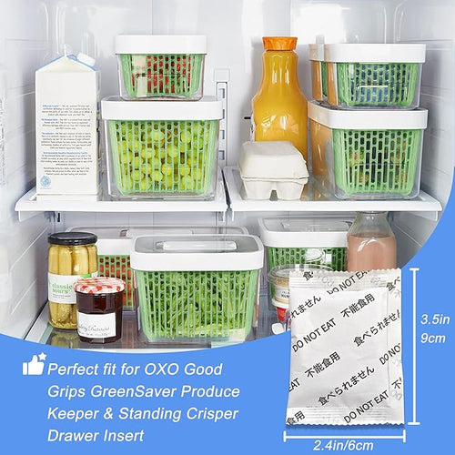 10-Pack Replacement Kits for OXO Good Grips GreenSaver Carbon Filter Refills, Compatible with OXO Good Grips GreenSaver Produce Keeper & Standing Crisper Drawer Insert, Keep Fruits Veg Fresh