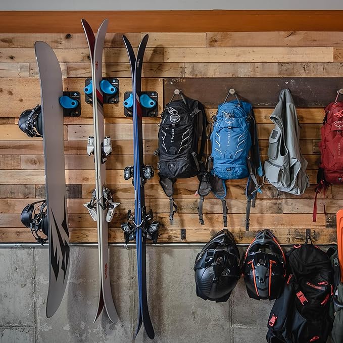 Gravity Grabber - Ultimate Ski & Snowboard Wall Rack | Secure, Non-Slip Storage | Fits Any Ski/Board | Garage Organization | Ski Storage Rack | Snowboard Storage Rack | Winter Gear Organizer | 6 Pck