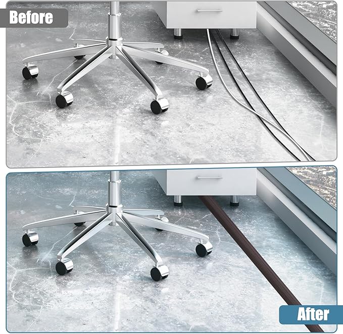 Floor Cord Covers for Wires 20FT Cable Hider Wire Cover Self Adhesive Cord Hider Floor for Offices, Homes, Workshops, Warehouses Cable Cavity 0.39" W x 0.27" H