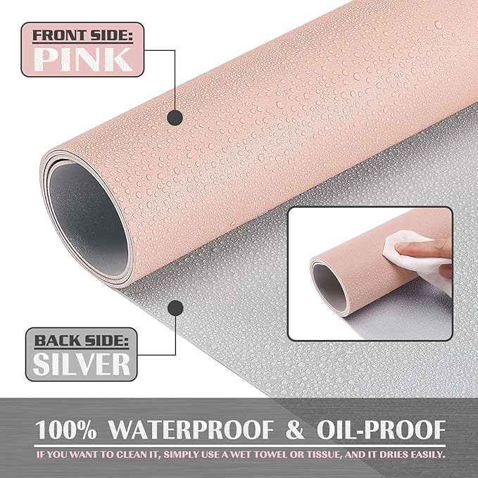 K KNODEL Large Office Leather Desk Mat, Mouse and Keyboard Pad, Computer and Laptop Mat, Desktop Protector and Cover, Writing Pad and Blotter (35.4"x17", Pink)