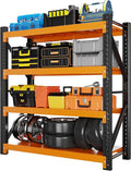 5000LBS Garage Shelving 59" W Garage Shelving Heavy Duty 4-Tier Metal Storage Shelves Adjustable Shelf Unit Storage Rack for Basement Supermarket Warehouse 59" W x 20" D x 78" H Black-Orange