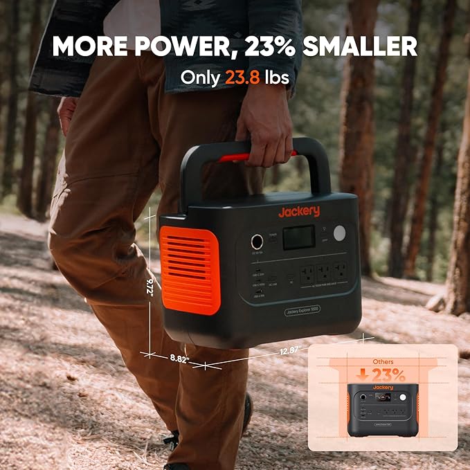 Jackery Explorer 1000 v2 Portable Power Station (1050Wh Version), 1500W AC/100W USB-C Output, LiFePO4 Battery, Fast Charge, Power Supply for Outdoor,Emergency, RV, Off-Grid Living